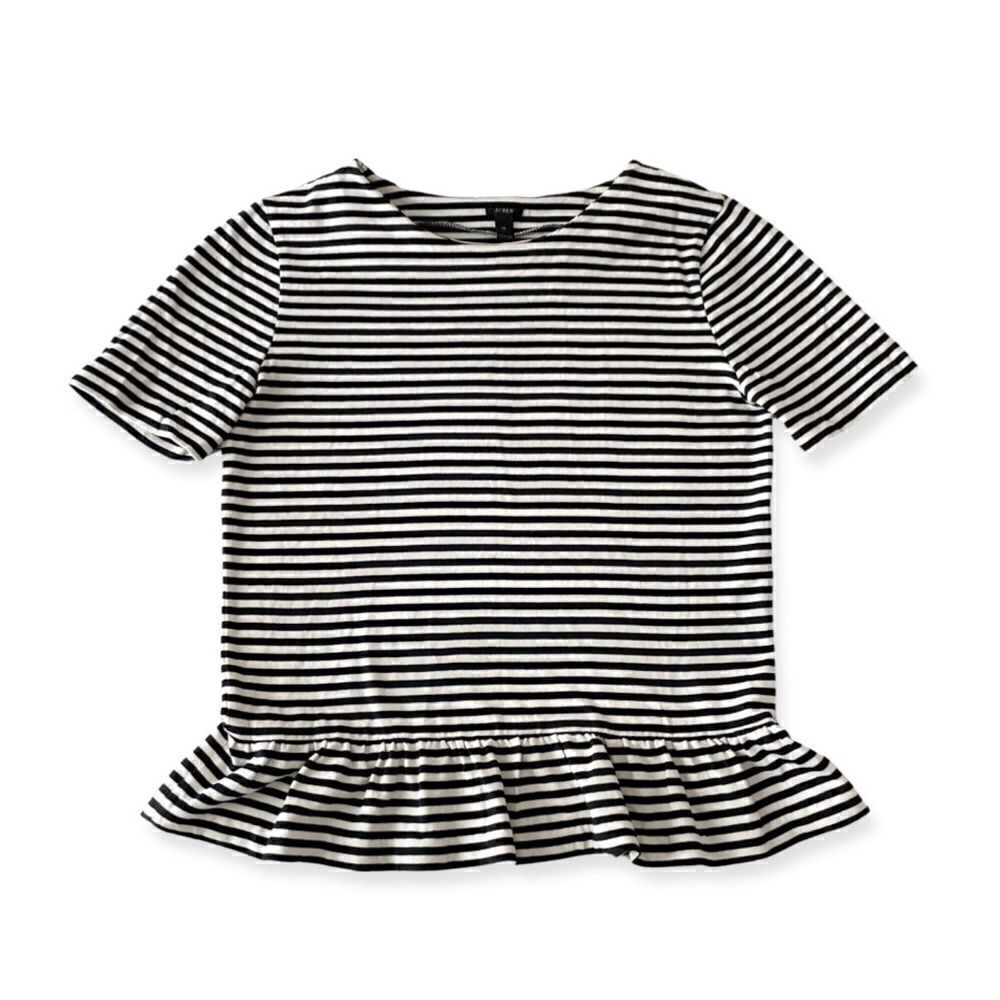 J. Crew Striped Short Sleeve Peplum Top Size XS
